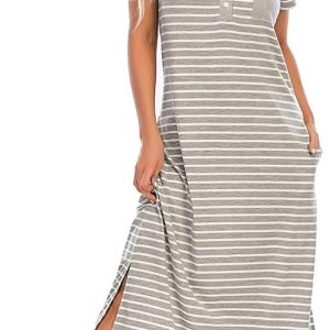 Women’s Stripe Cotton Maternity Nursing Nightdress