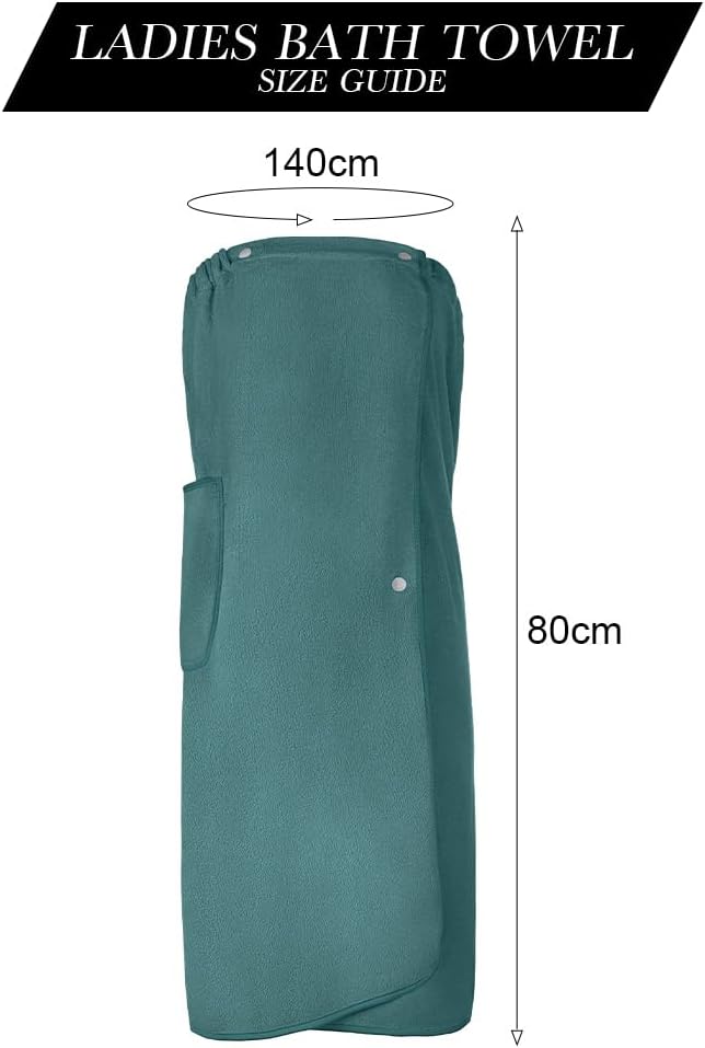 Women's Quick Dry Microfibre Body Wrap Towel with Snap Closure - Image 2