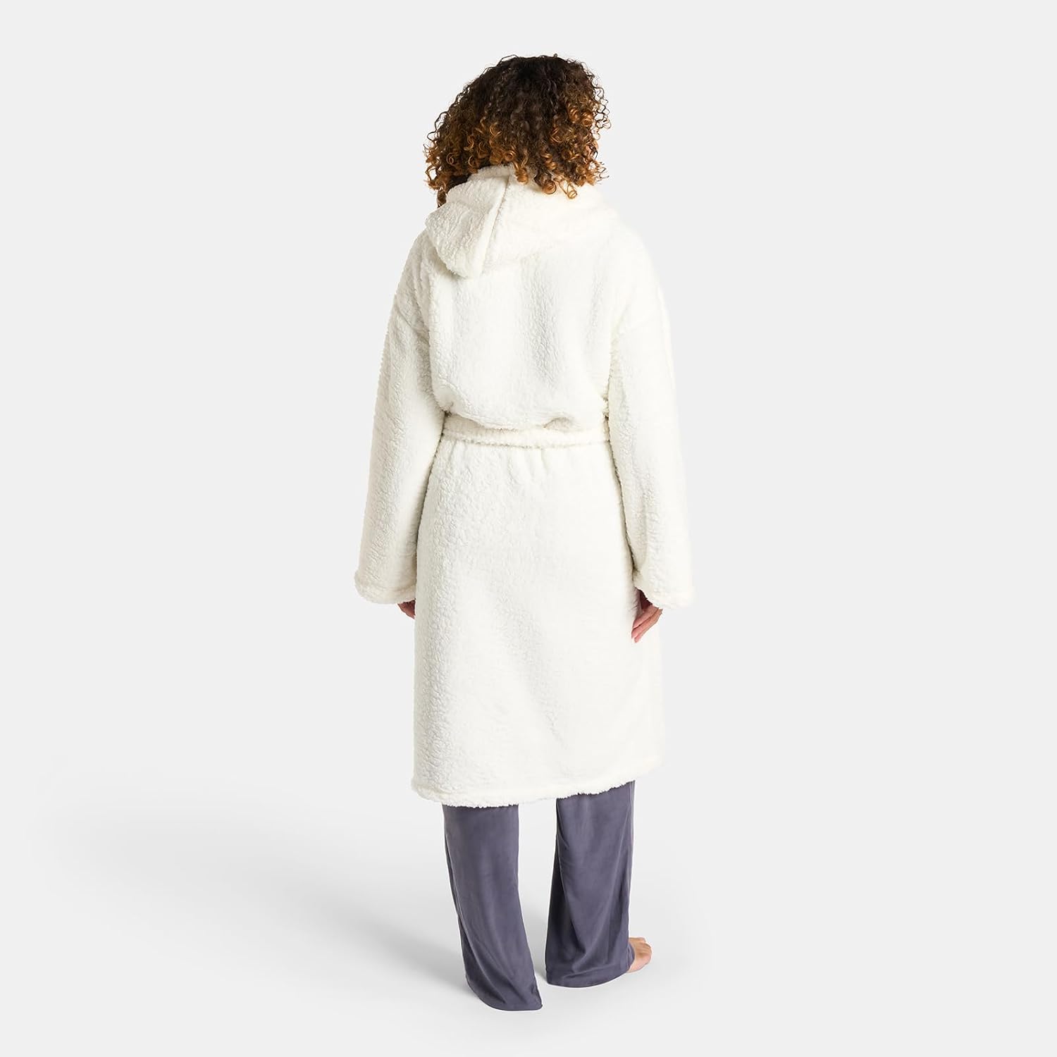Women’s Teddy Fleece Hooded Dressing Gown Oversized One Size - Image 3