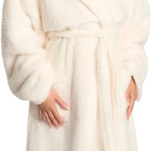 Women’s Teddy Fleece Hooded Dressing Gown Oversized One Size