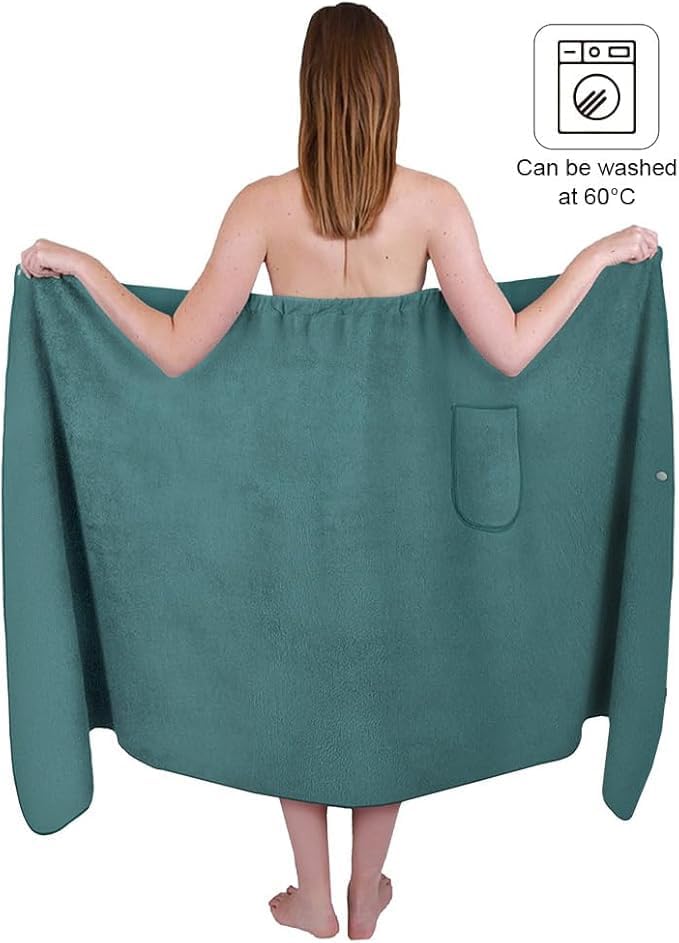 Women's Quick Dry Microfibre Body Wrap Towel with Snap Closure - Image 4