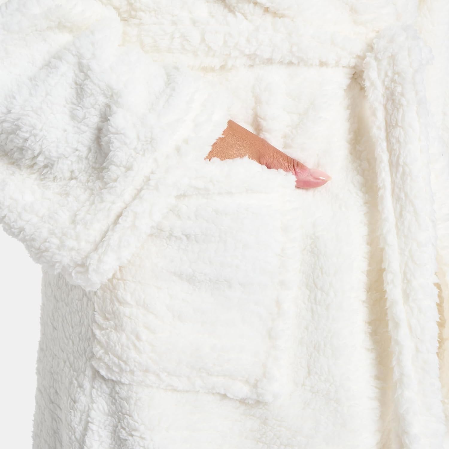 Women’s Teddy Fleece Hooded Dressing Gown Oversized One Size - Image 4