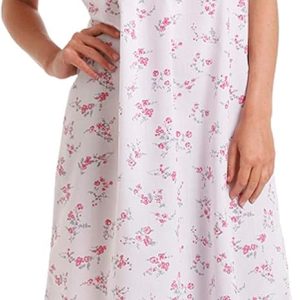 Floral Short Sleeve Nightdress, Polycotton, Sizes 10–32