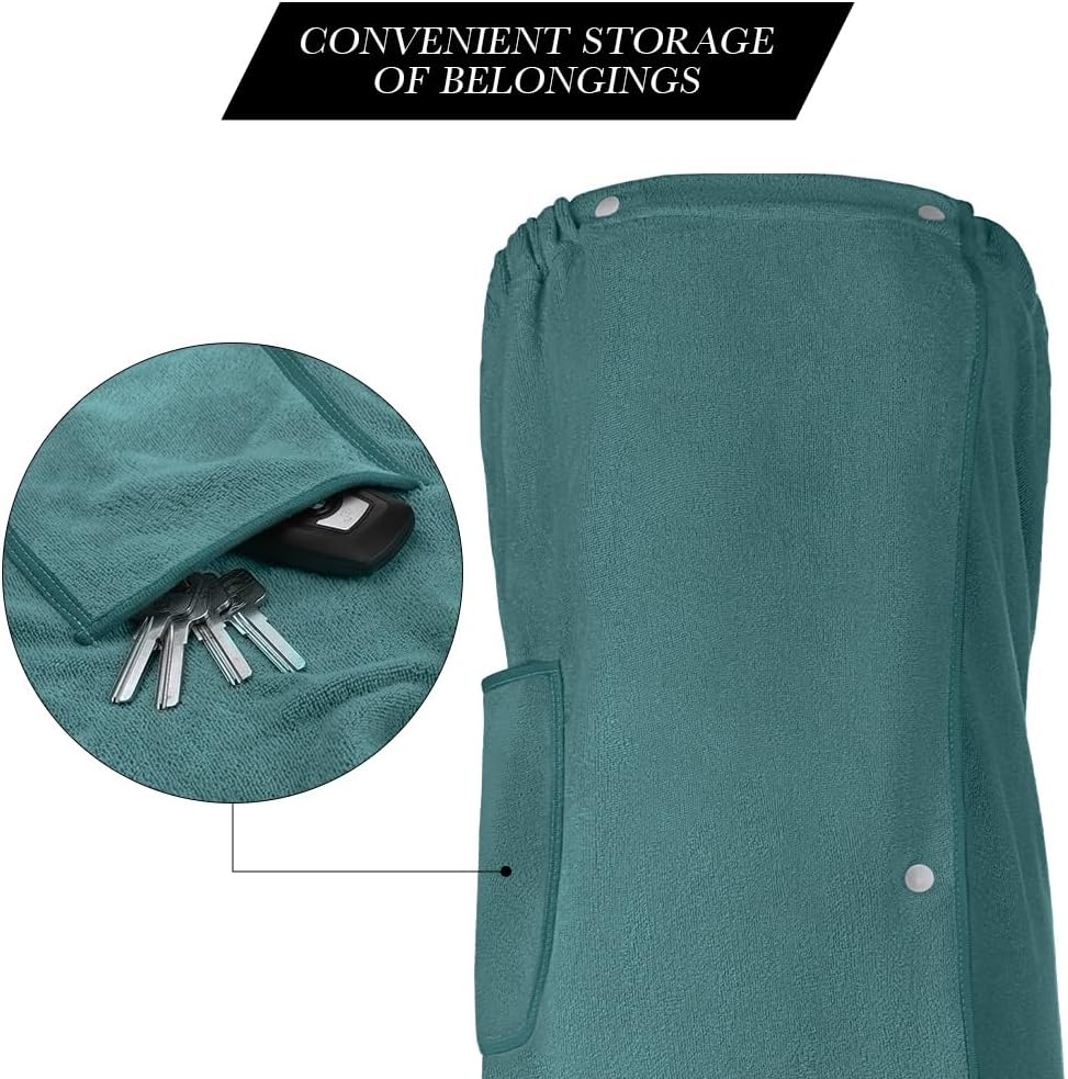 Women's Quick Dry Microfibre Body Wrap Towel with Snap Closure - Image 5