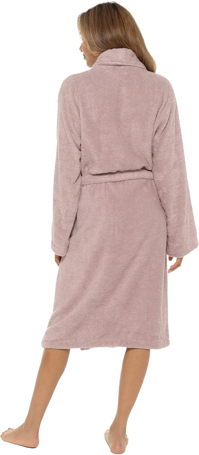 Women's Terry Towelling Cotton Shawl Collar & Hooded Wrap Dressing Gown - Image 6