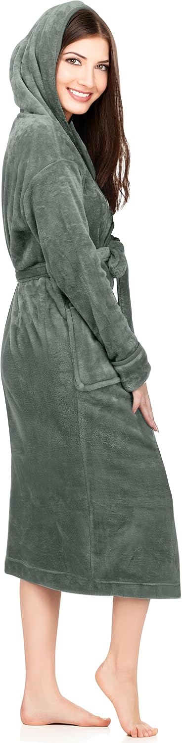 Womens Hooded Fleece Dressing Gown – Soft Lounge Wear - Image 4