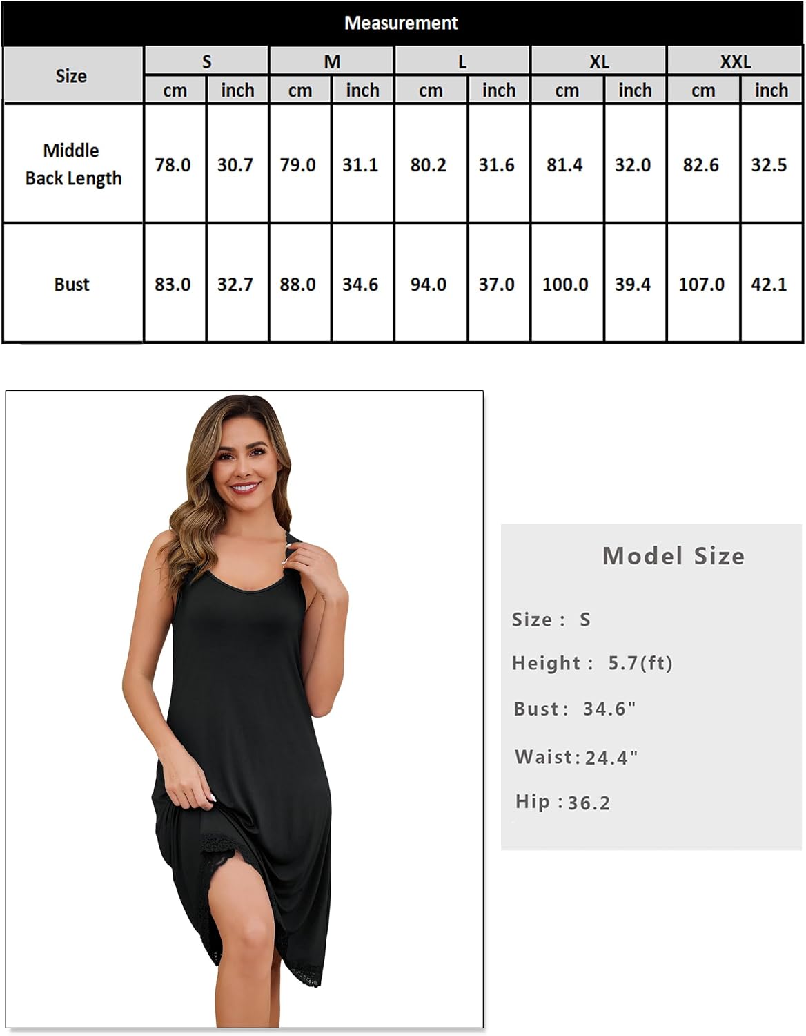 Sleeveless Cotton Lace Chemise Nightdress - Image 6