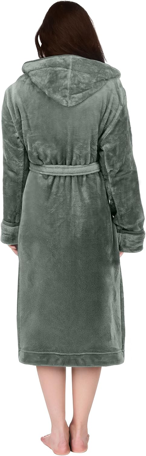 Womens Hooded Fleece Dressing Gown – Soft Lounge Wear - Image 3