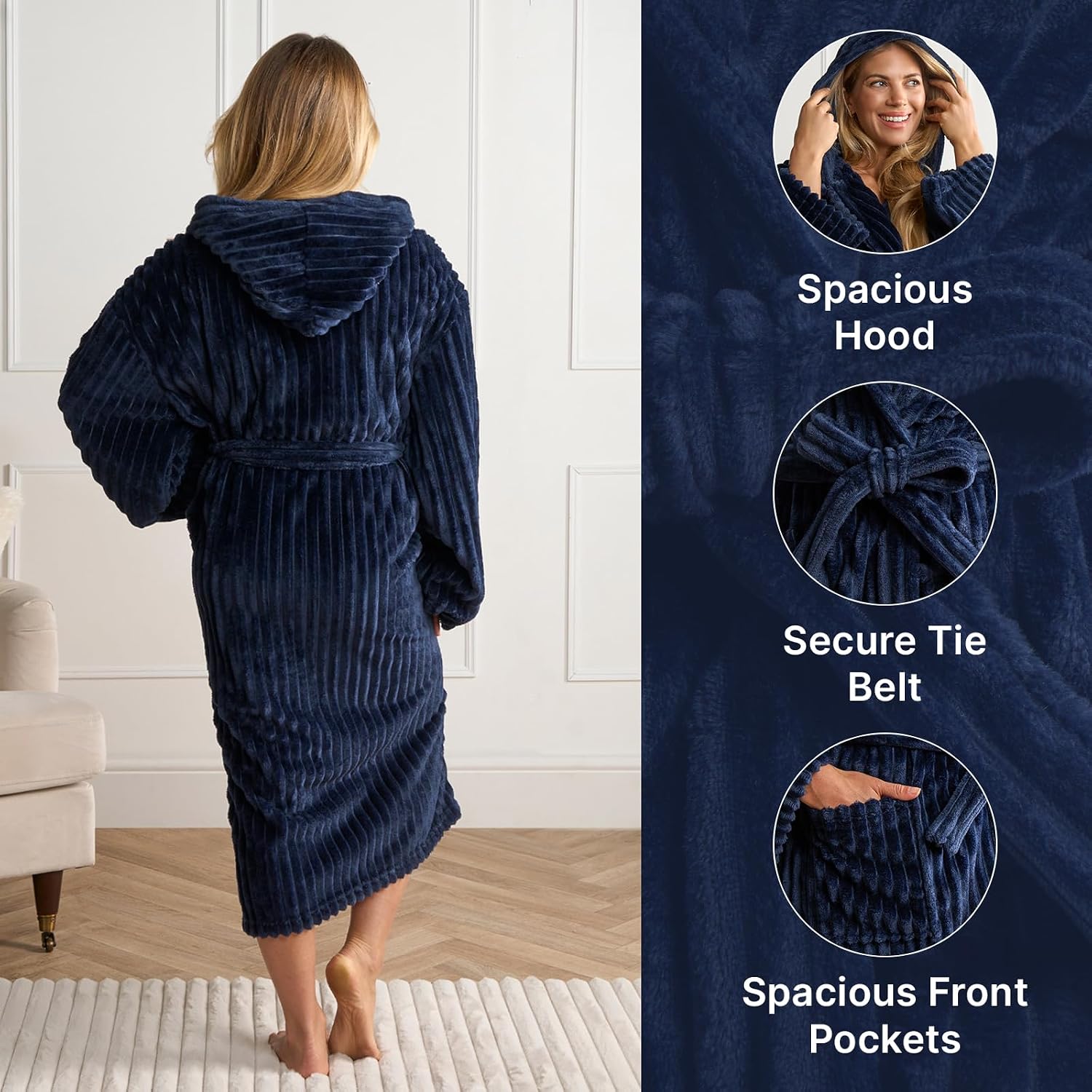 Ribbed Fleece Dressing Gown Women’s Winter Loungewear - Image 6
