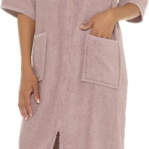 Women’s Cotton Terry Towelling Zip-Up Dressing Gown