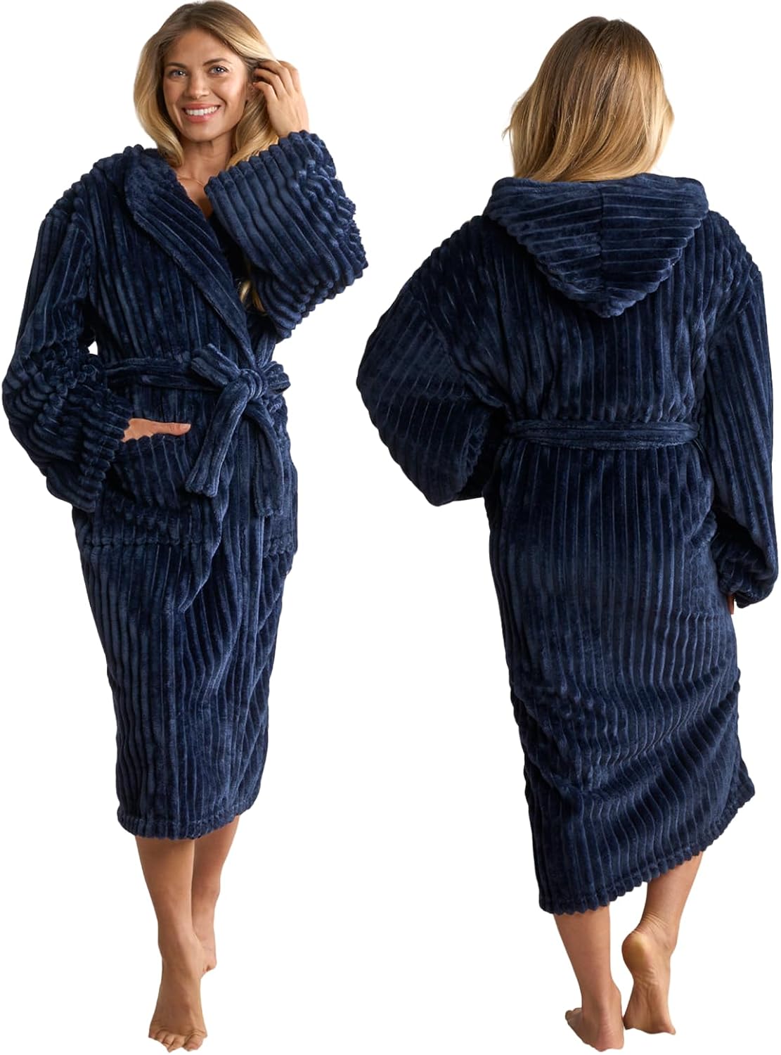 Ribbed Fleece Dressing Gown Women’s Winter Loungewear