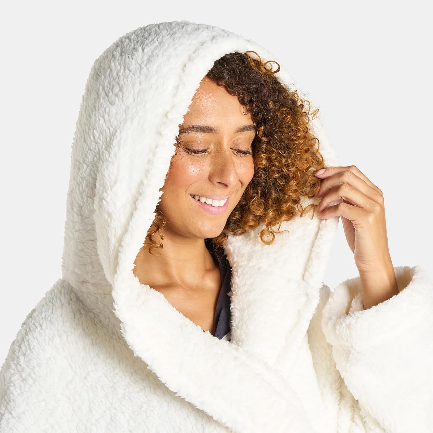 Women’s Teddy Fleece Hooded Dressing Gown Oversized One Size - Image 5