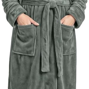 Womens Hooded Fleece Dressing Gown – Soft Lounge Wear