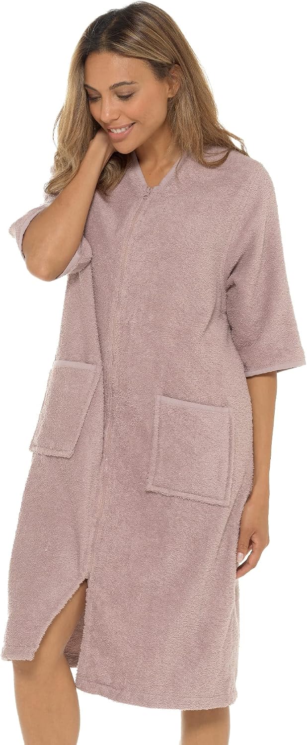 Women's Cotton Terry Towelling Zip-Up Dressing Gown - Image 5