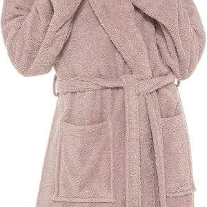Women’s Terry Towelling Cotton Shawl Collar & Hooded Wrap Dressing Gown