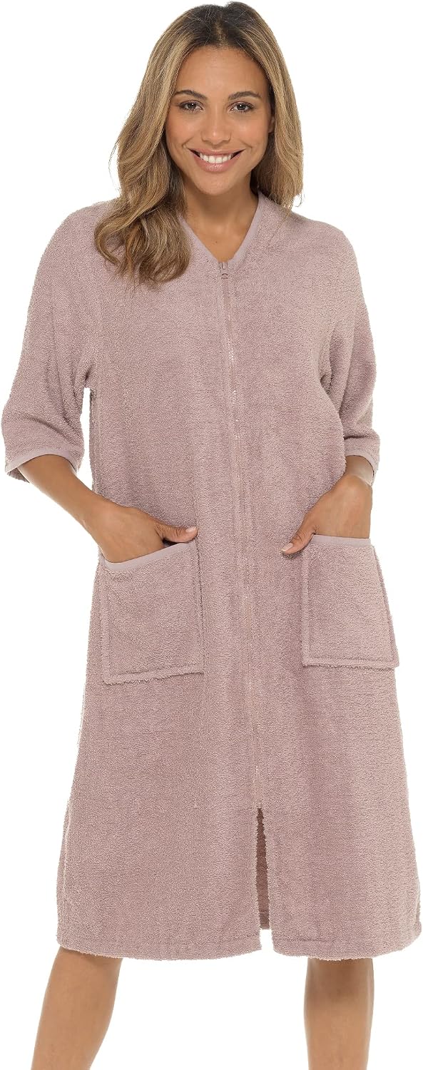 Women's Cotton Terry Towelling Zip-Up Dressing Gown