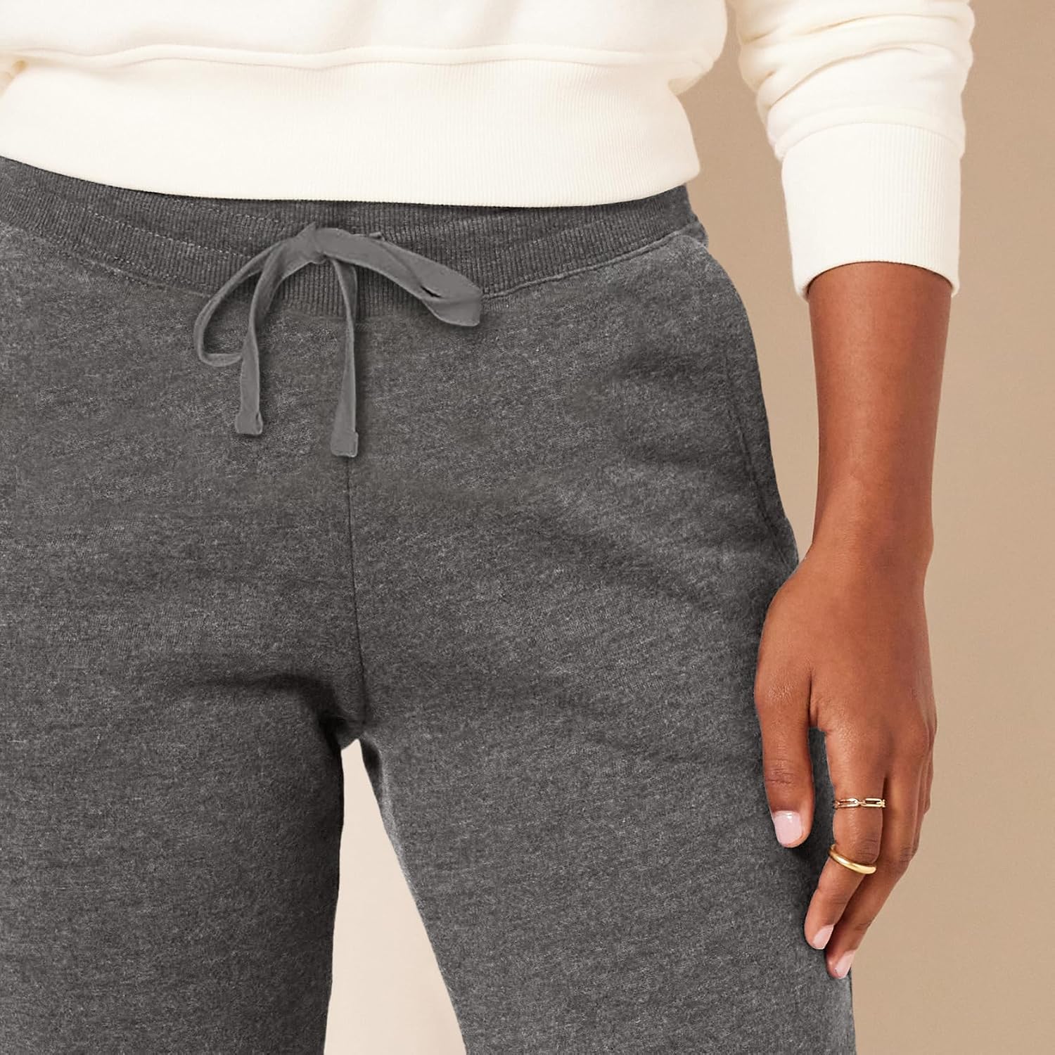 Women's Fleece Jogger Pants with Cuffed Hem - Image 4