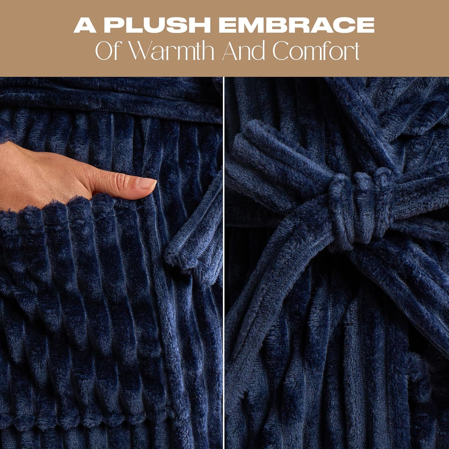 Ribbed Fleece Dressing Gown Women’s Winter Loungewear - Image 4