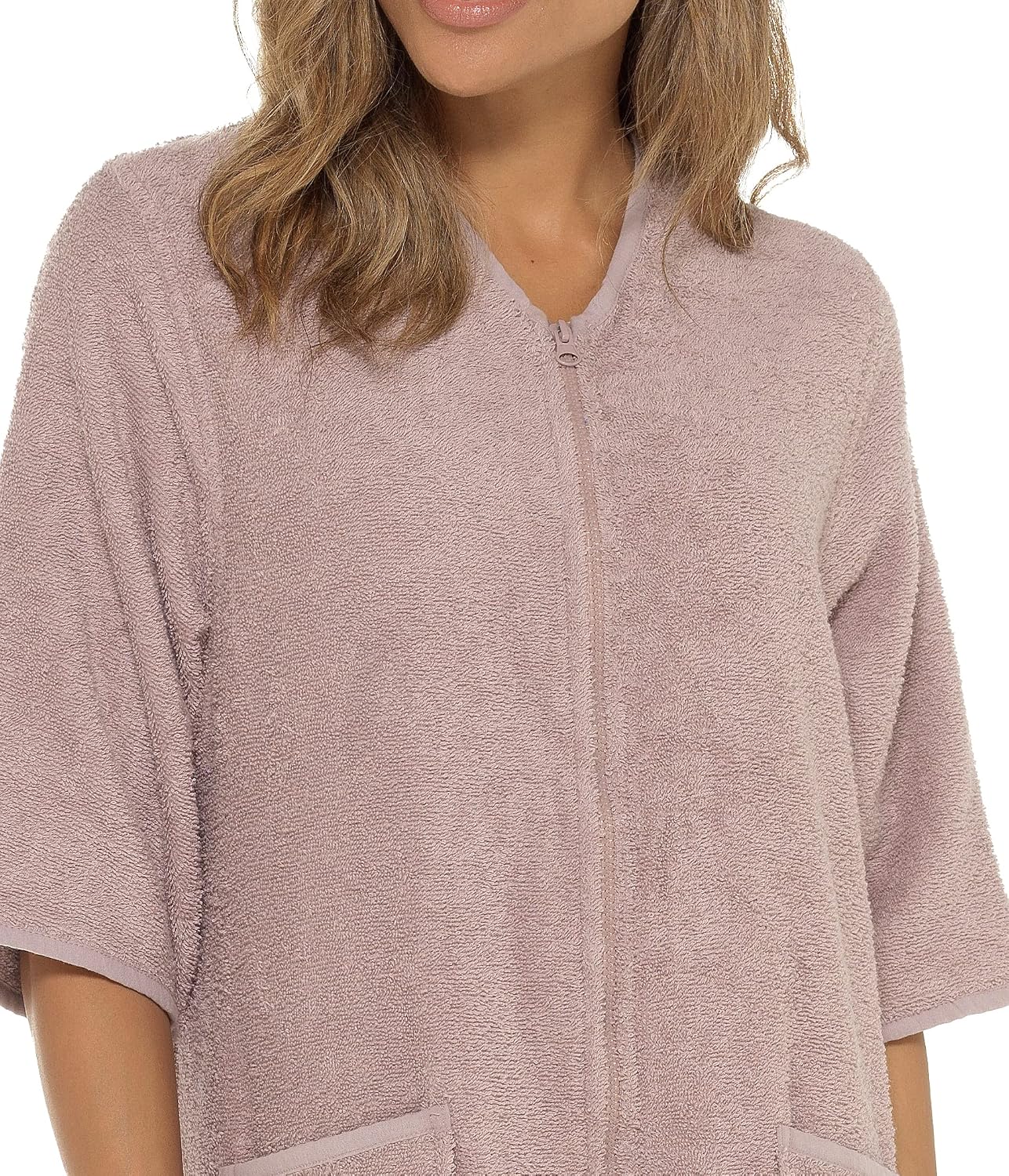 Women's Cotton Terry Towelling Zip-Up Dressing Gown - Image 3