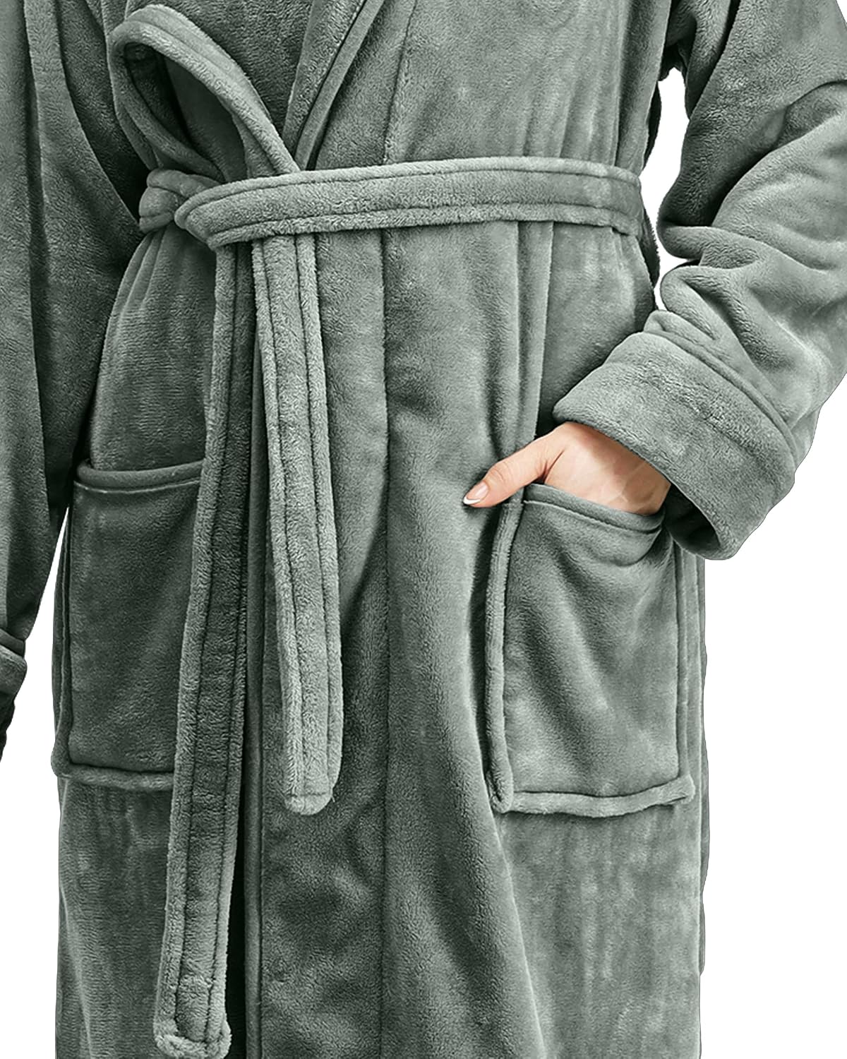 Womens Hooded Fleece Dressing Gown – Soft Lounge Wear - Image 6