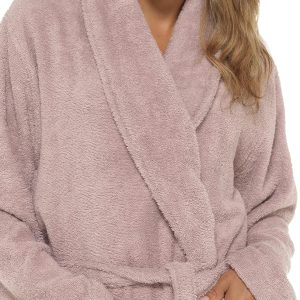 Women’s Terry Towelling Cotton Shawl Collar & Hooded Wrap Dressing Gown